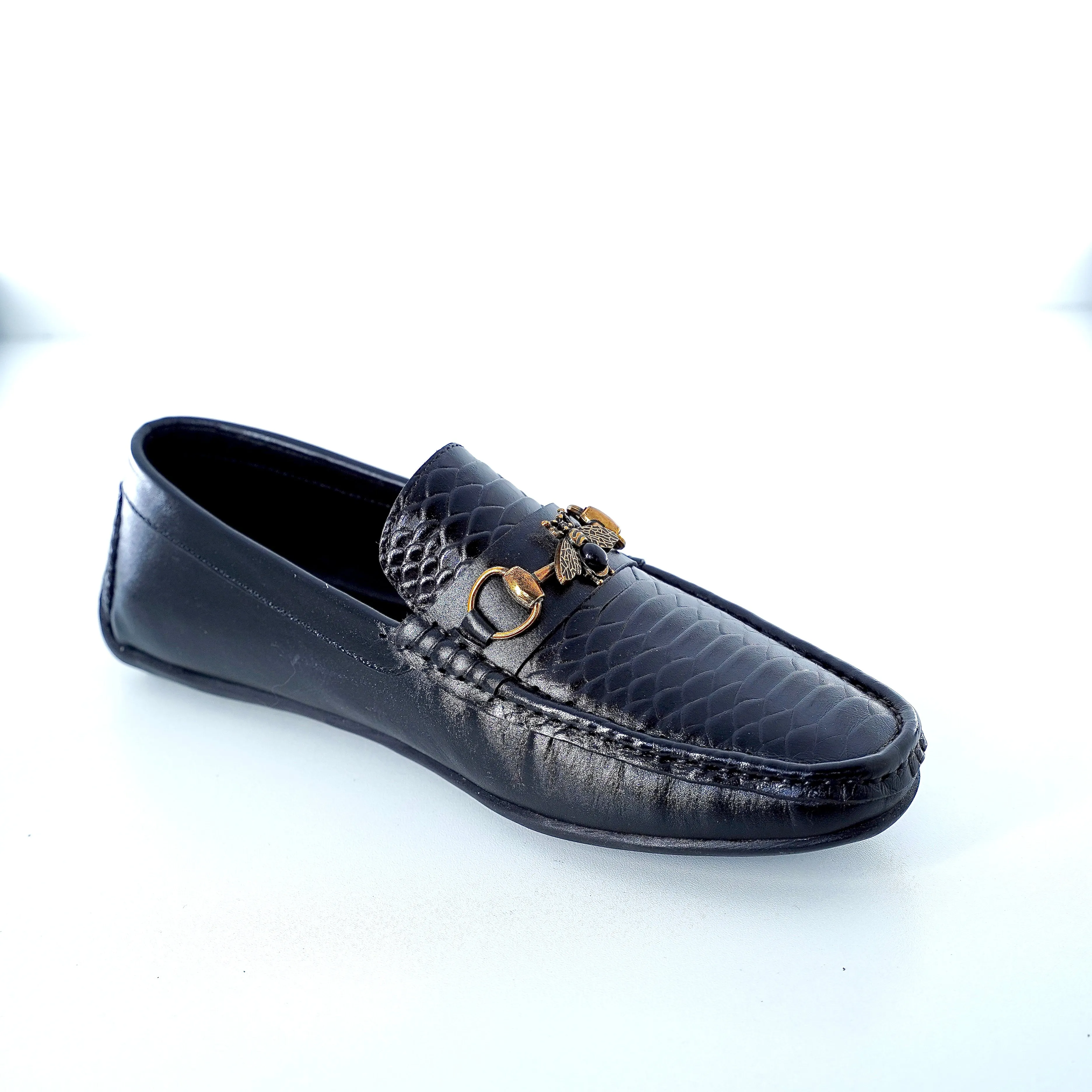 Fishbee - BLK (hamdmade leather moccasins)