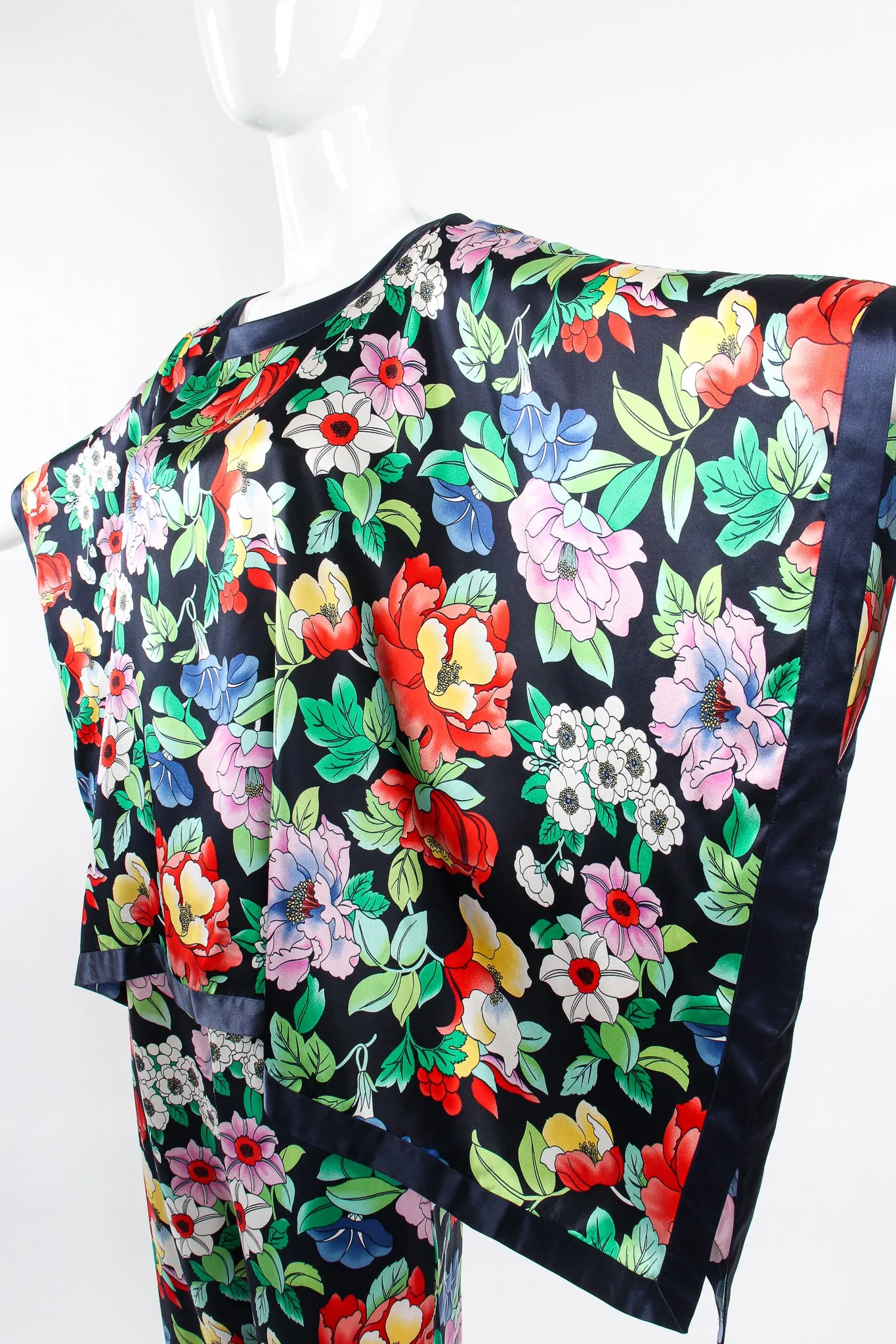 Floral Silk Poncho & Pant Lounge Set