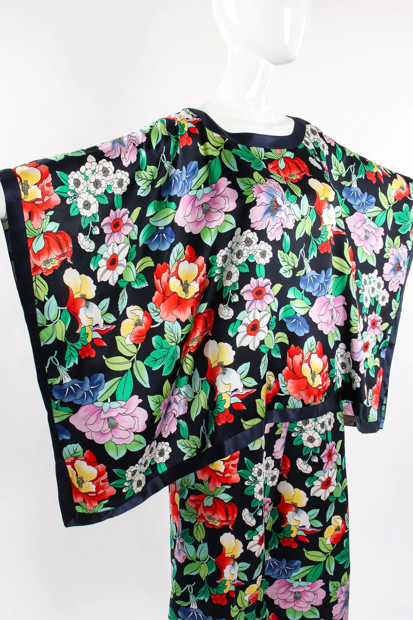 Floral Silk Poncho & Pant Lounge Set