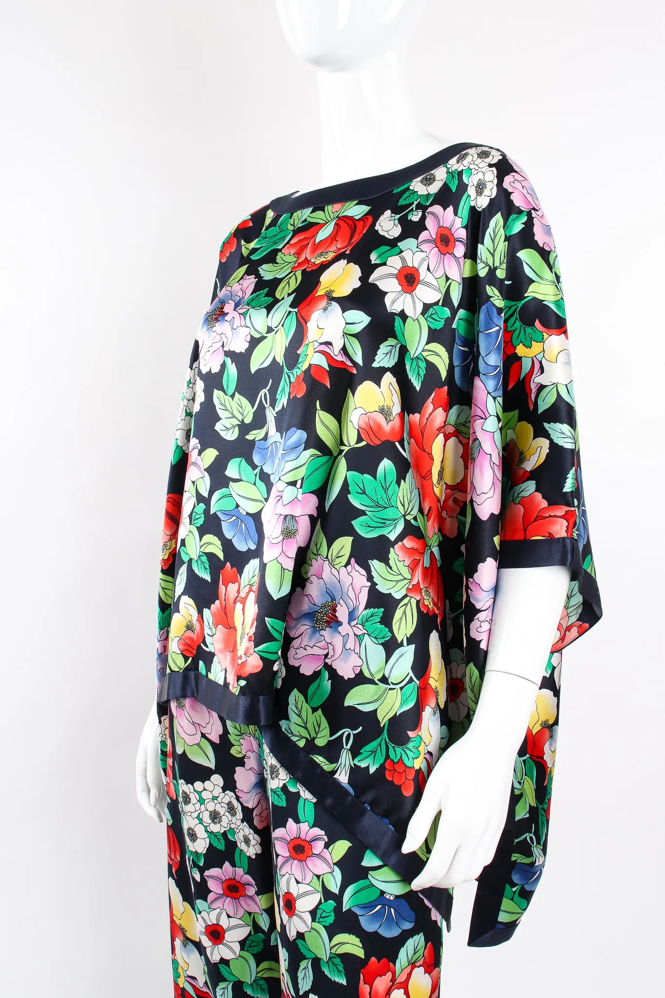 Floral Silk Poncho & Pant Lounge Set