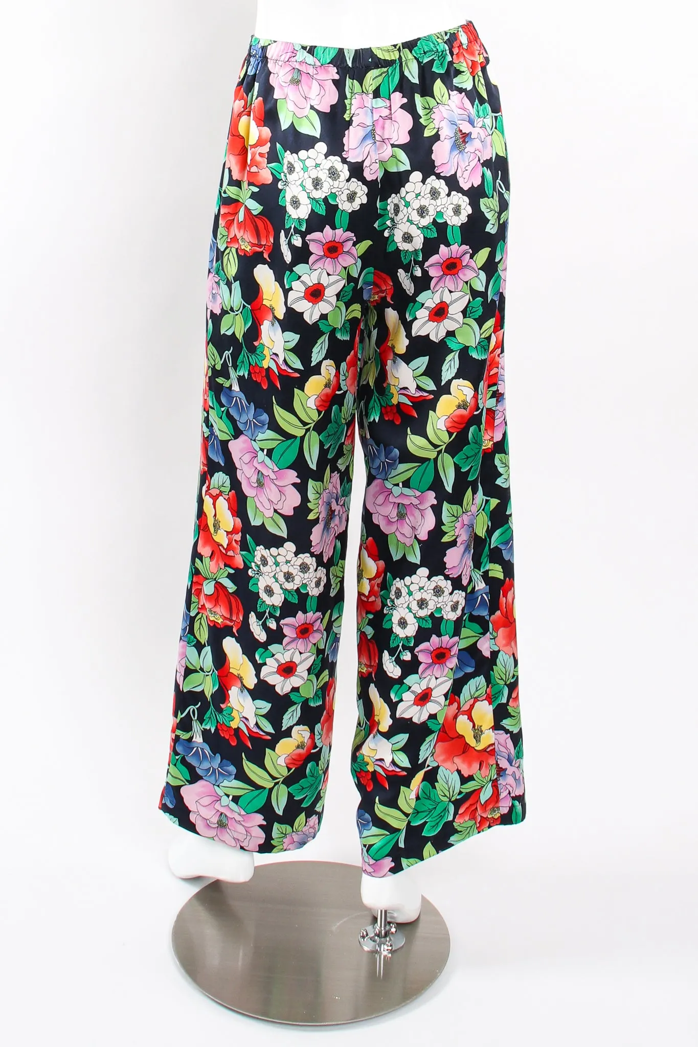 Floral Silk Poncho & Pant Lounge Set
