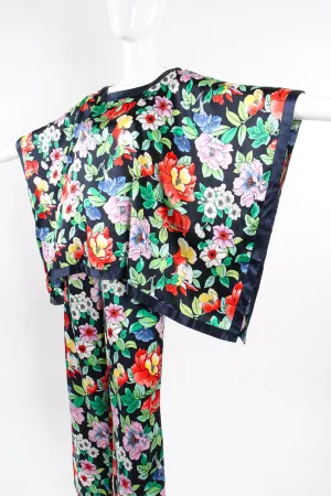 Floral Silk Poncho & Pant Lounge Set