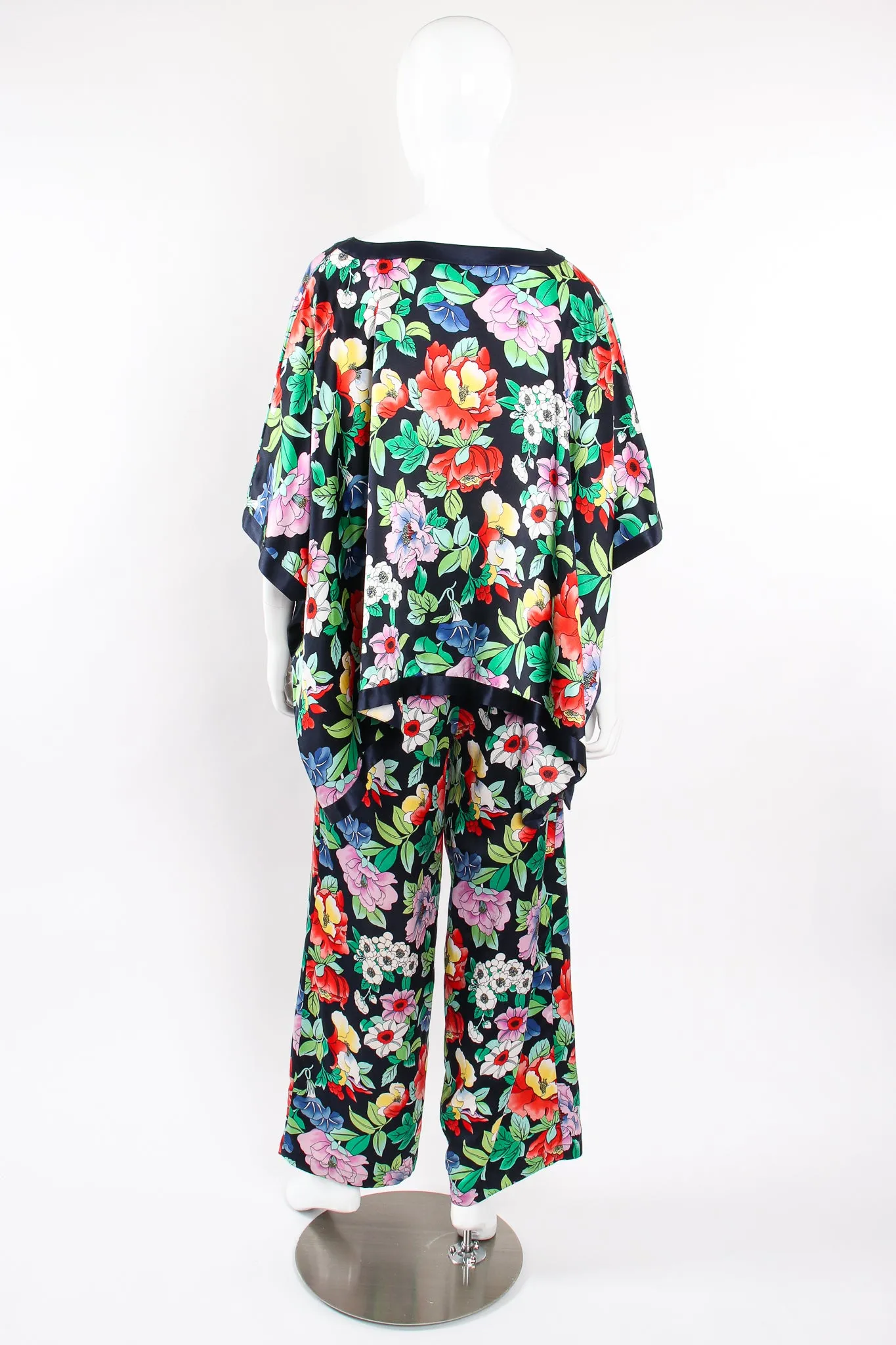 Floral Silk Poncho & Pant Lounge Set