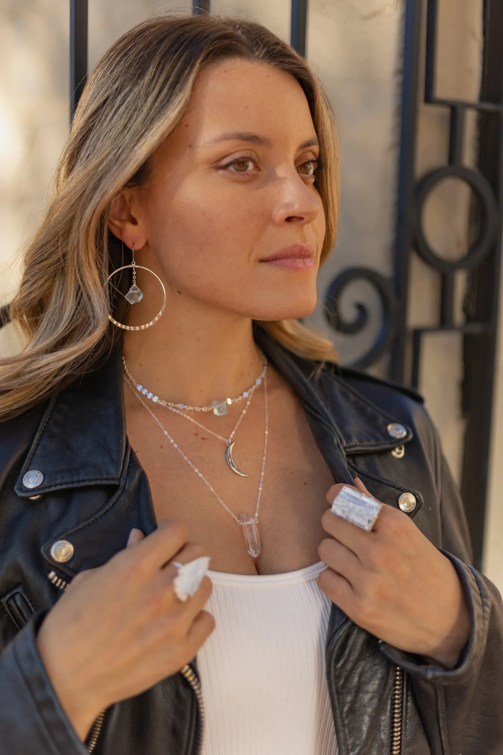 Flow with Life Aquamarine Silver Hoop Earrings