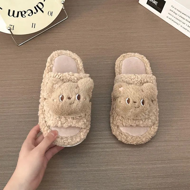 Fluffy Bear Slippers