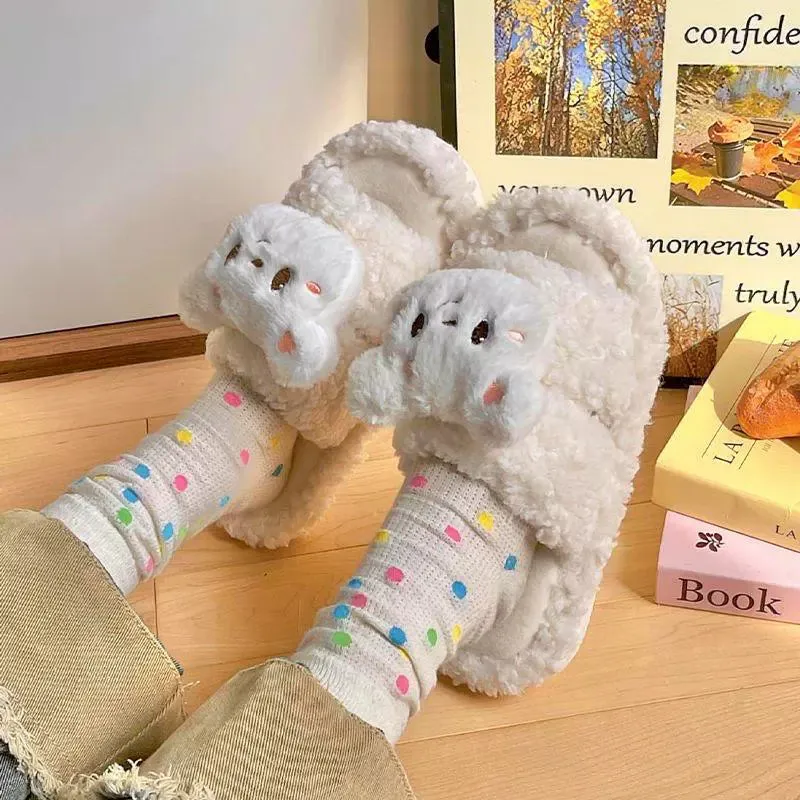 Fluffy Bear Slippers