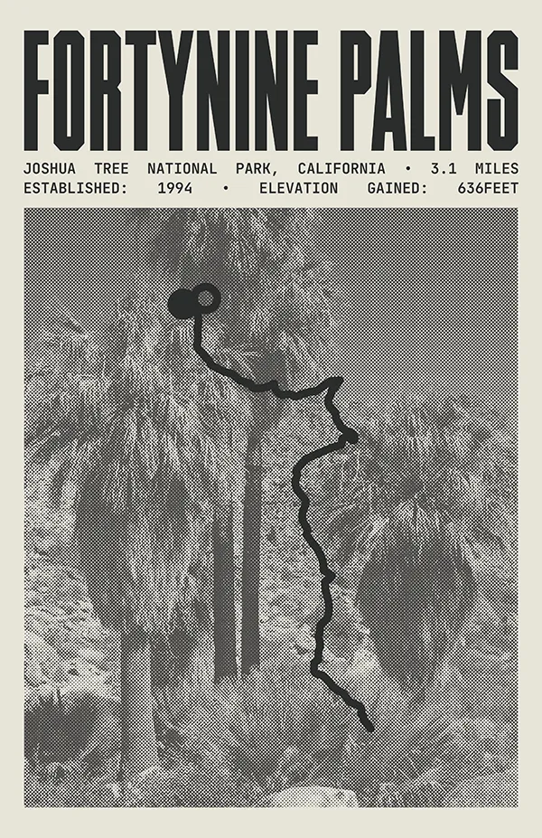 Fortynine Palms Oasis Trail Poster | Joshua Tree National Park Prints