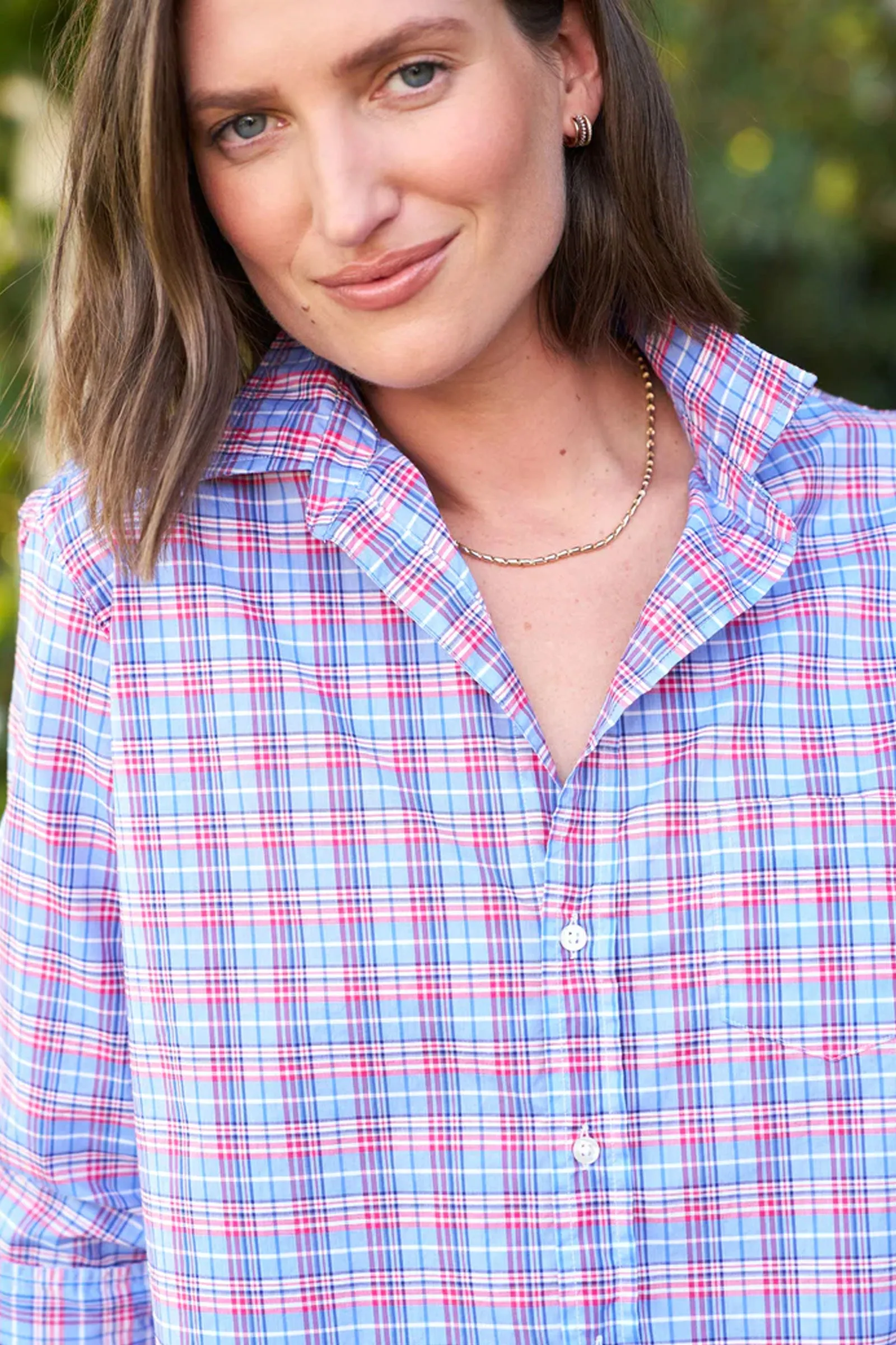 Frank and Eileen "Eileen" Button Up in Pink, Blue, White Plaid