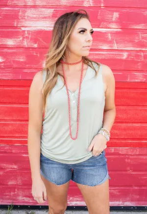 Front Button Sage Tank