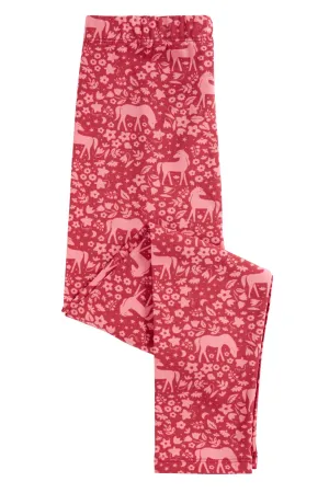 Frugi Libby Leggings, Guava Wild Ponies, horse Leggings- Organic Cotton-Children's Clothing