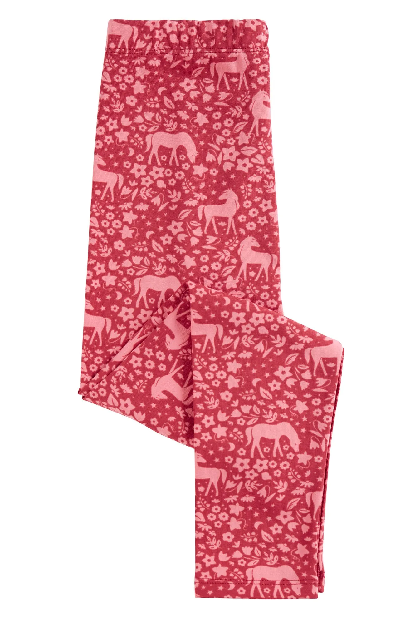 Frugi Libby Leggings, Guava Wild Ponies, horse Leggings- Organic Cotton-Children's Clothing