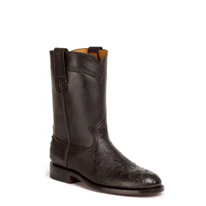 Galveston Smooth Ostrich Roper Boot - Black
