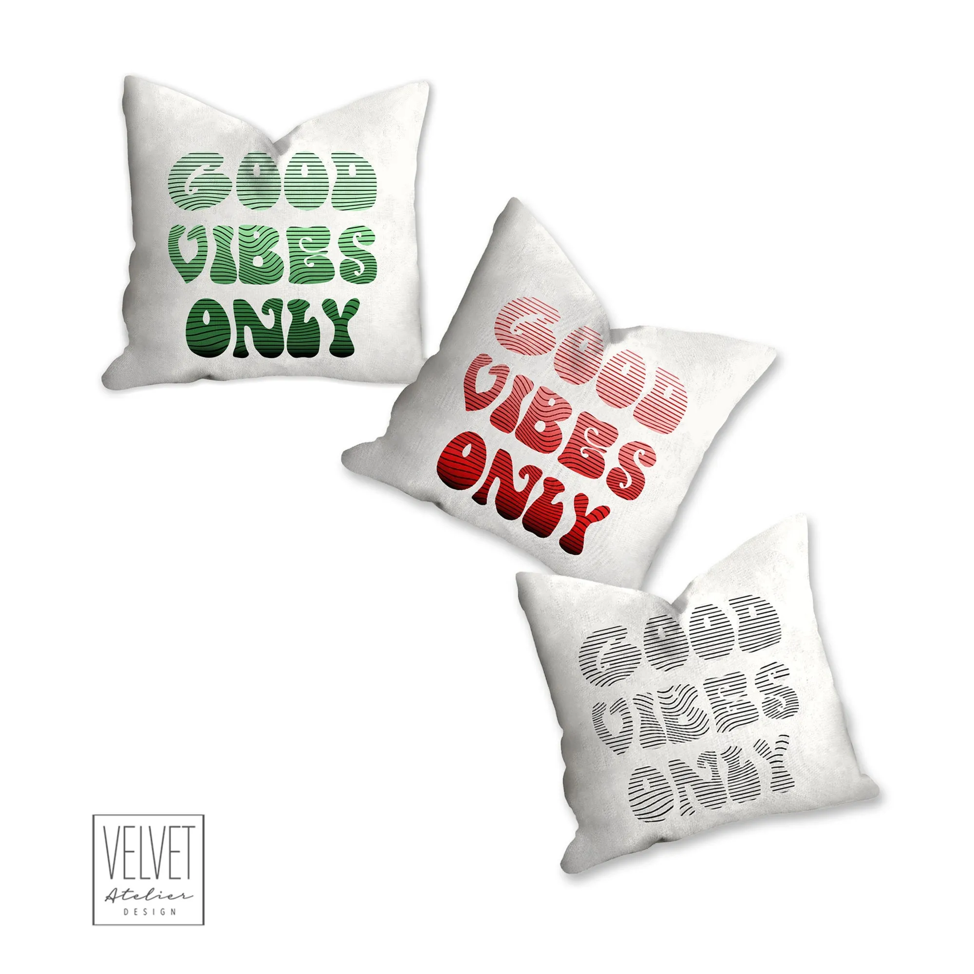 Good vibes only pillow, groovy, Boho pillow, retro pillow, throw pillow, green ombre, home decor, pillow cover and insert, accent pillow
