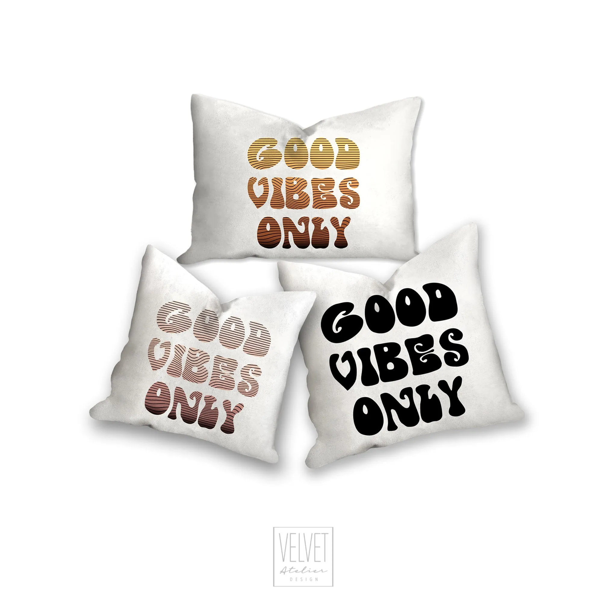 Good vibes only pillow, groovy, Boho pillow, retro pillow, throw pillow, green ombre, home decor, pillow cover and insert, accent pillow