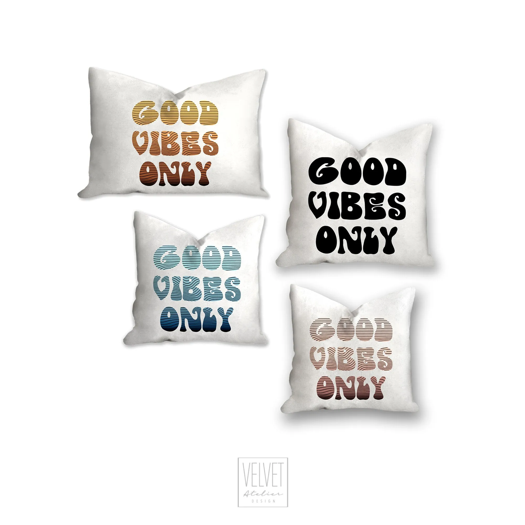Good vibes only pillow, groovy, Boho pillow, retro pillow, throw pillow, green ombre, home decor, pillow cover and insert, accent pillow