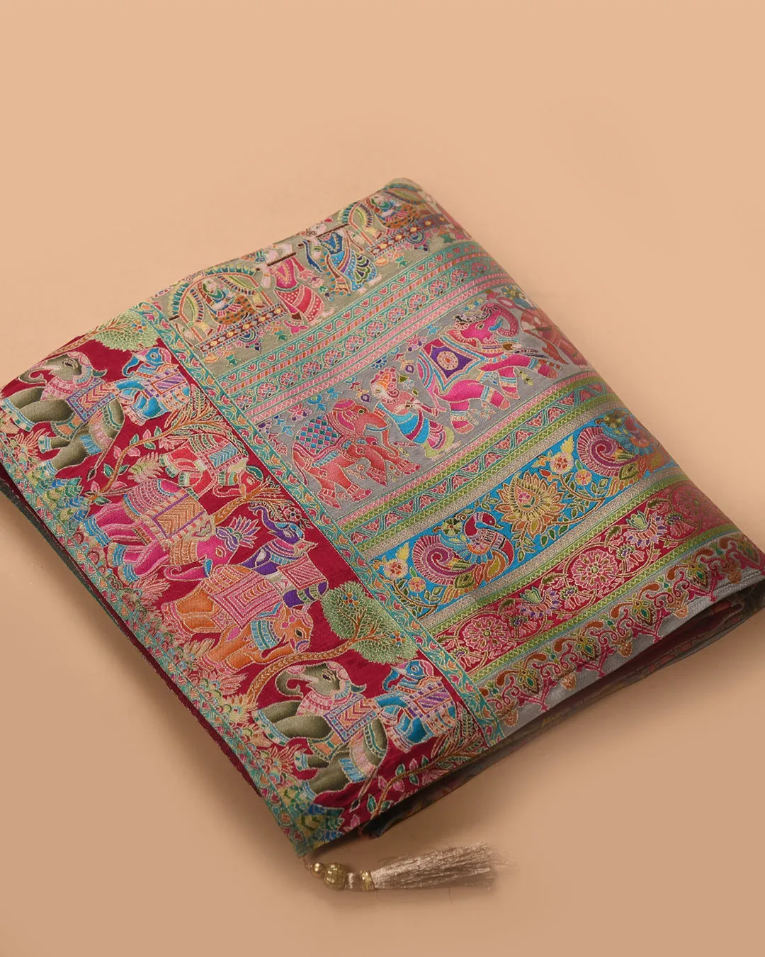 Gray Silk Viscose Jamdani Woven Saree With Silk Woven Blouse