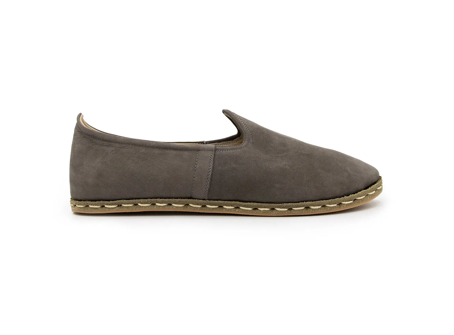 Grey Leather Loafers