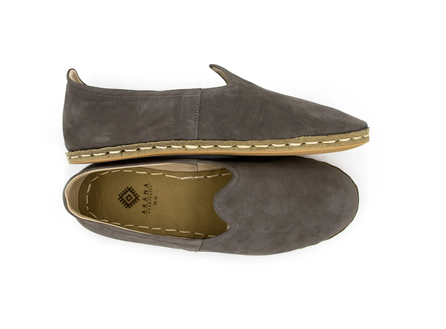 Grey Leather Loafers