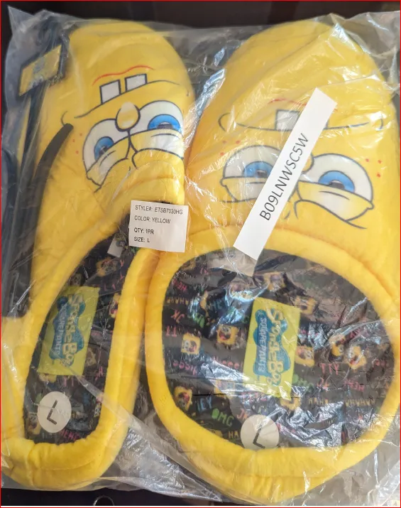 Ground Up International SpongeBob SquarePants Cozy Adult Slippers, Yellow, 7-8