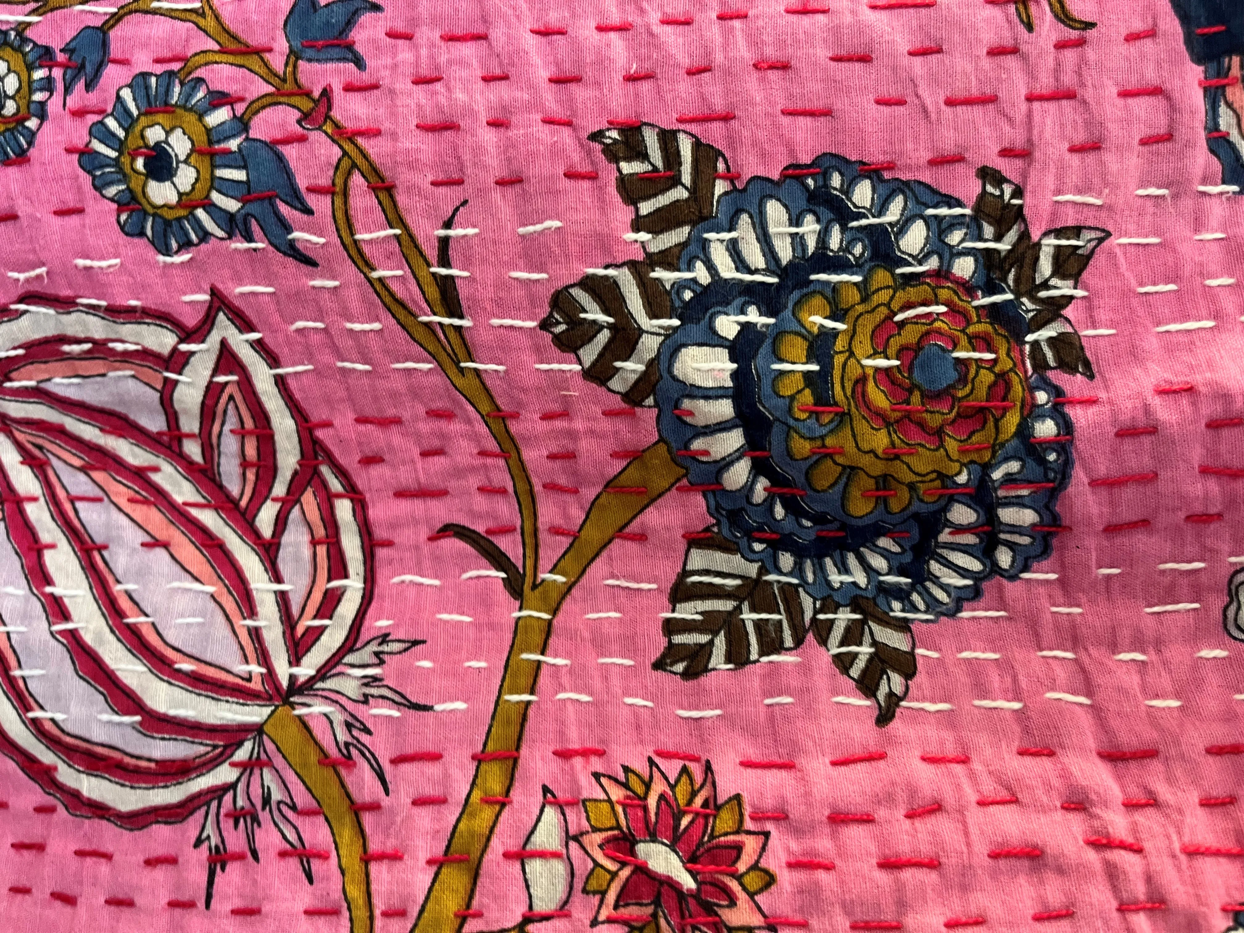 Handmade 100% Cotton Printed Kantha Quilted Kimono Jacket