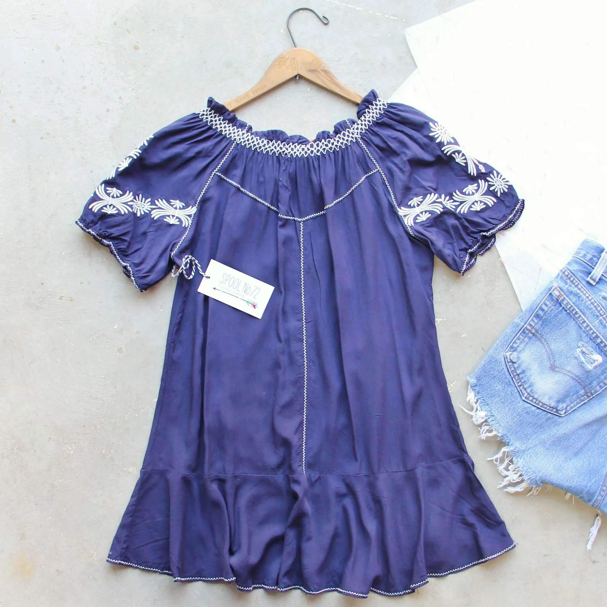Harlow Embroidered Tunic in Navy