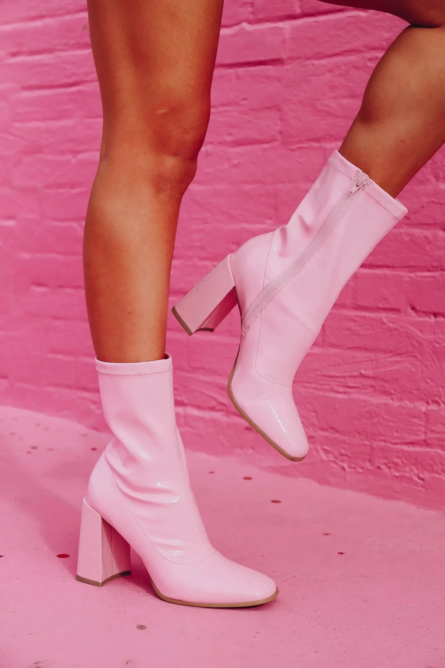 Harmony Zip Up Ankle Boots - Pink