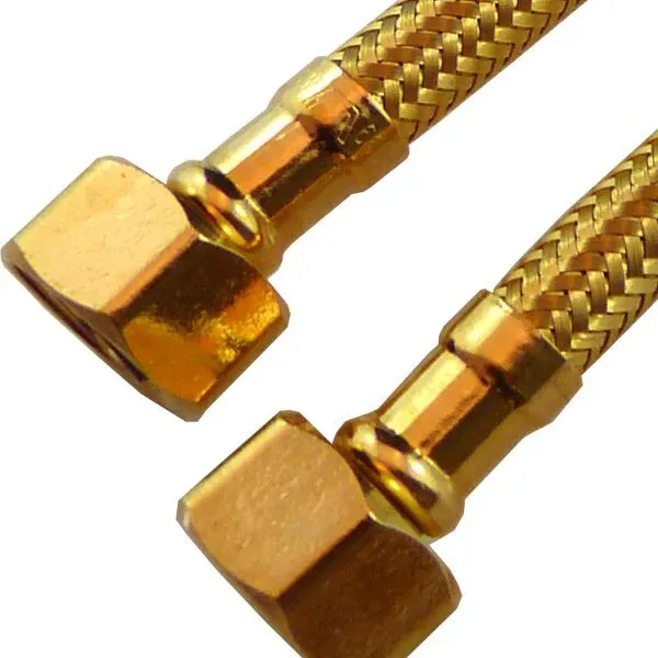 Haron B4F18G 18″ (450mm) GOLD 1/2″F x 1/2″F Stainless Steel Braided Hose