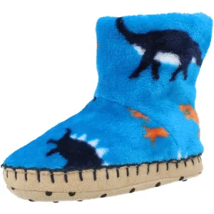 Hatley Wild Dinos Blue Danube Fleece Slippers