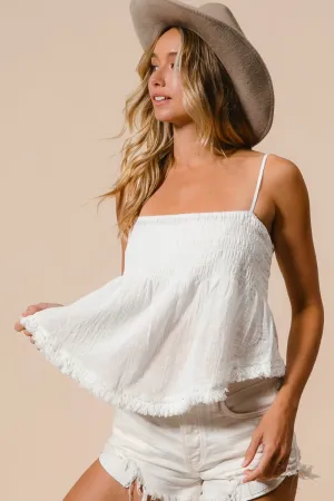 Hazel Blues® |  BiBi Fringed Hem Smocked Cami