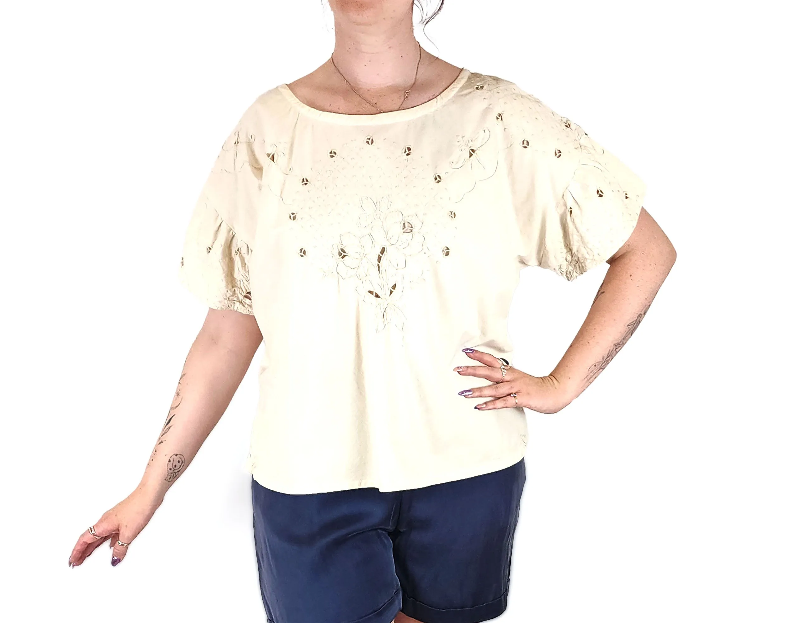 Honest Studios cream cotton top size Medium