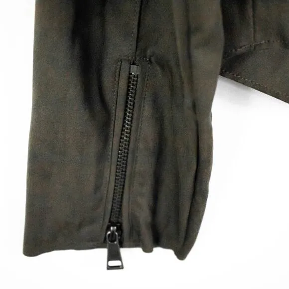 Hutch Anthropologie Brown Faux Suede Moto Jacket Women Size Small Lightweight