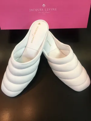 Jacques Levine Slippers White Marshmallow Quilt 20380