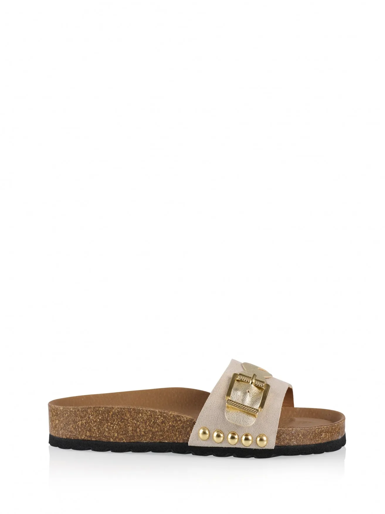 JAVA leer - Slippers | Sand / Champagne