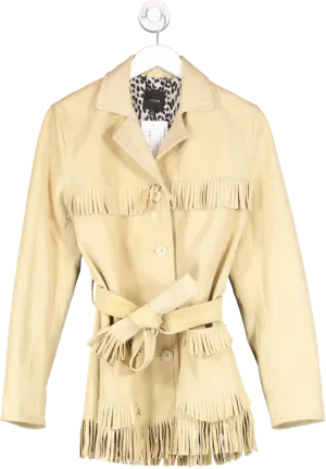 Joe's Jeans Beige Suede Fringe Belted Jacket UK S