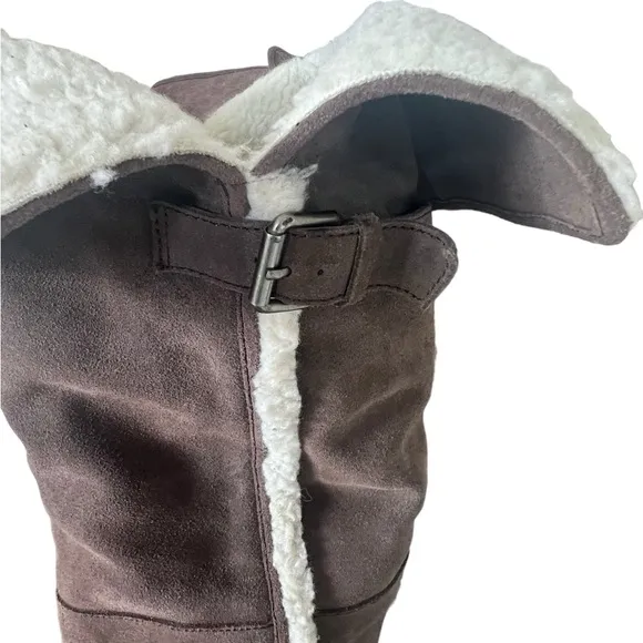 Kelsi Dagger Roselle platform brown suede/faux fur over the knee boots in sz7.5