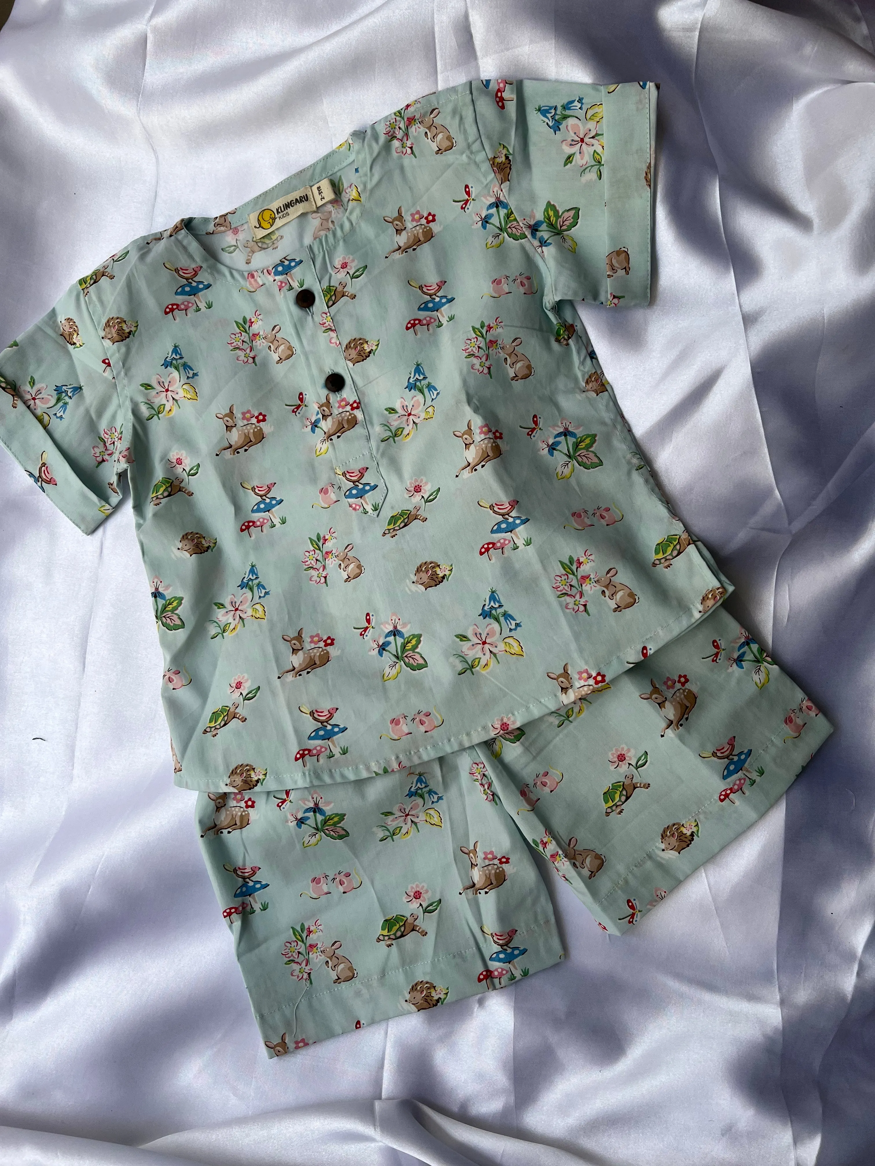 Klingaru Summer Short Set -  Blue Deer ( Last Pieces )  size-1-2 Yrs
