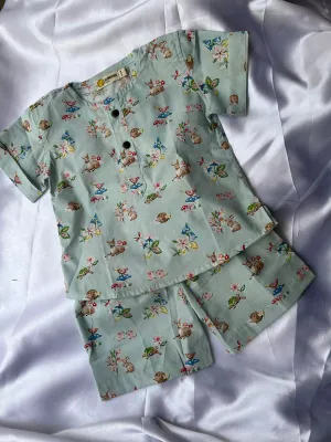 Klingaru Summer Short Set -  Blue Deer ( Last Pieces )  size-1-2 Yrs