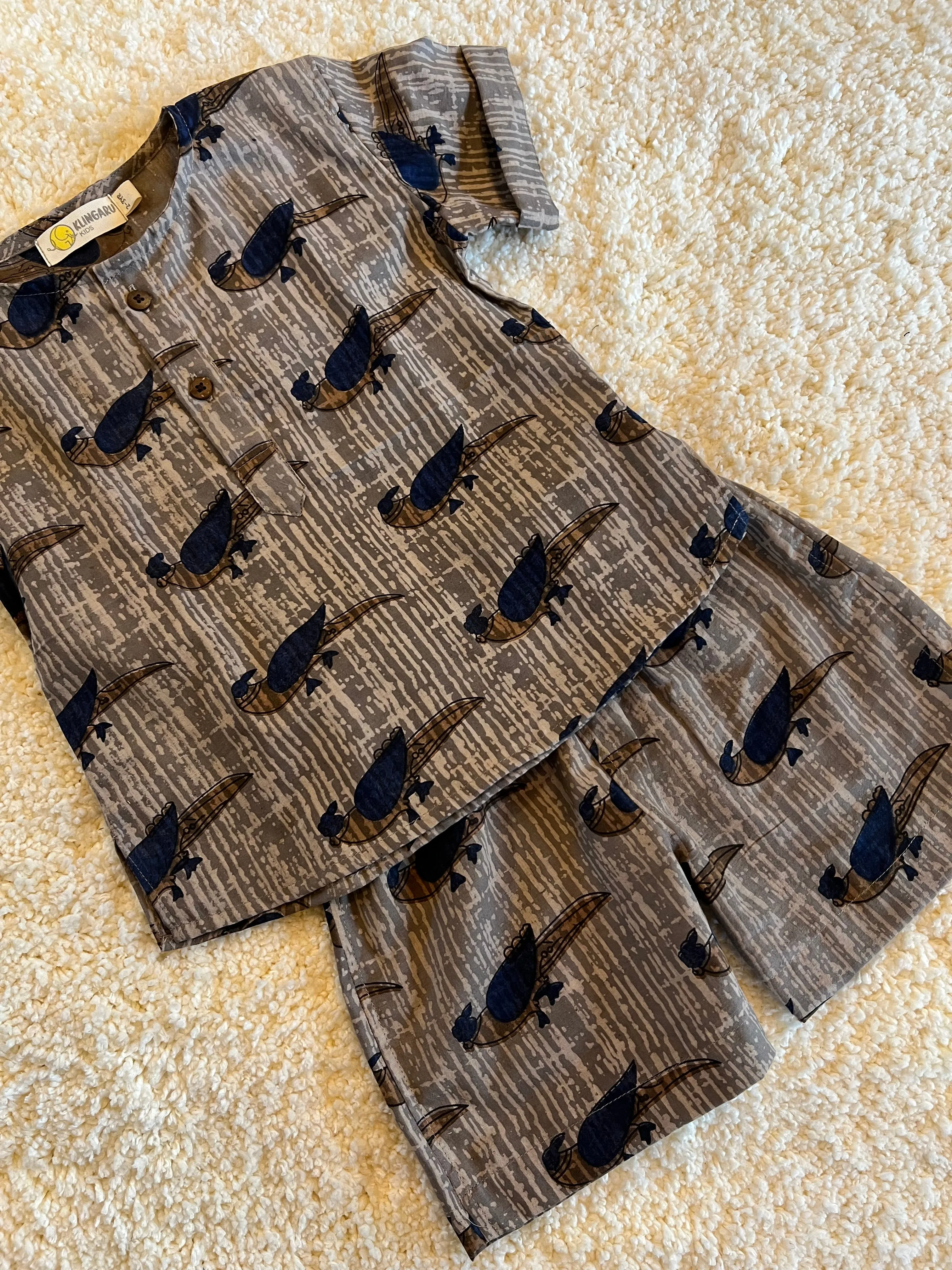 Klingaru Summer Short Set - Grey Chidiya