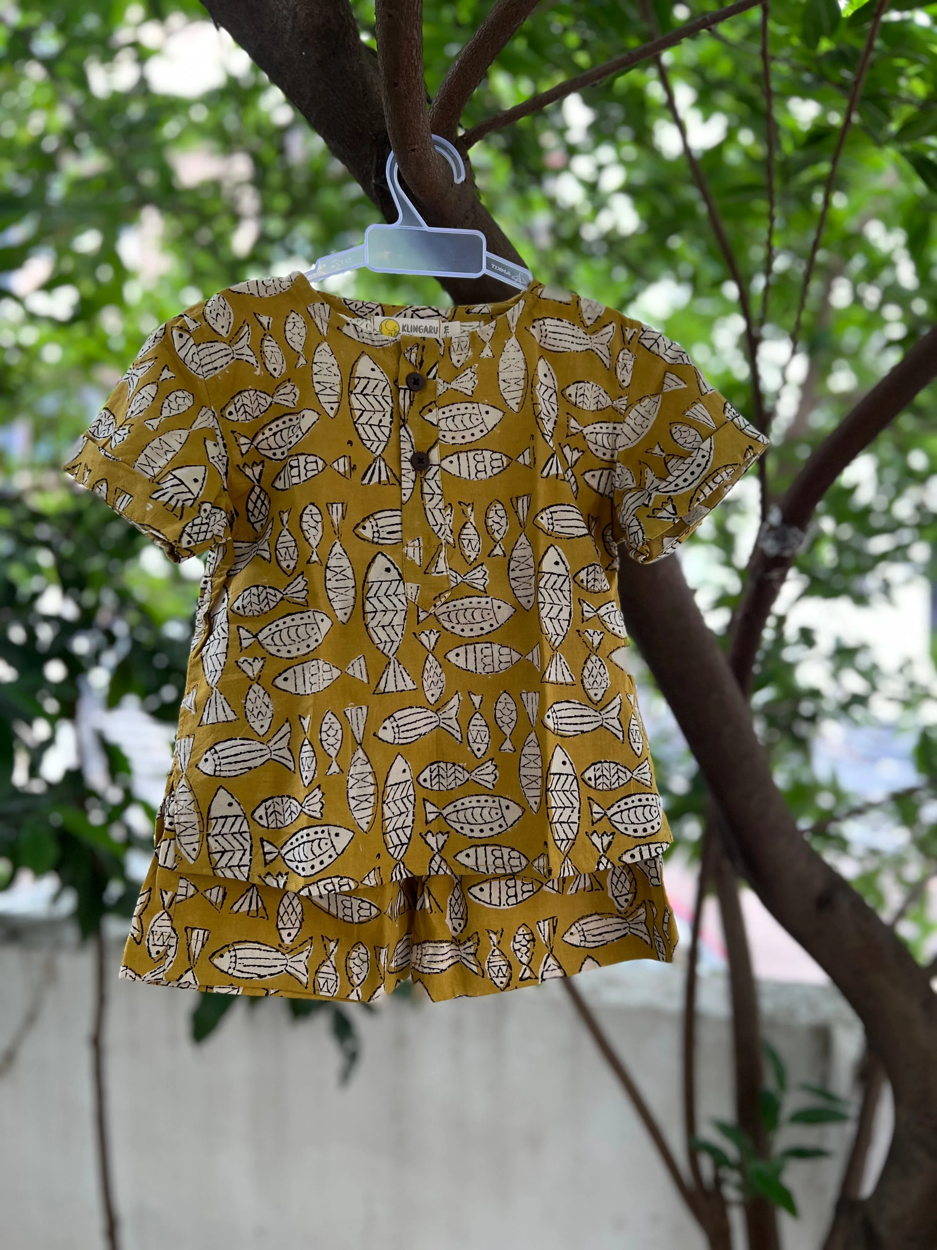 Klingaru Summer Short Set  - Mustard Fish