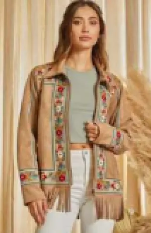 Laurie Suede Jacket with Fringe