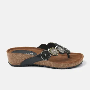 Mara Dames Slippers Leer Black