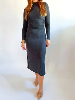 Margaret Charcoal Knit Midi Dress