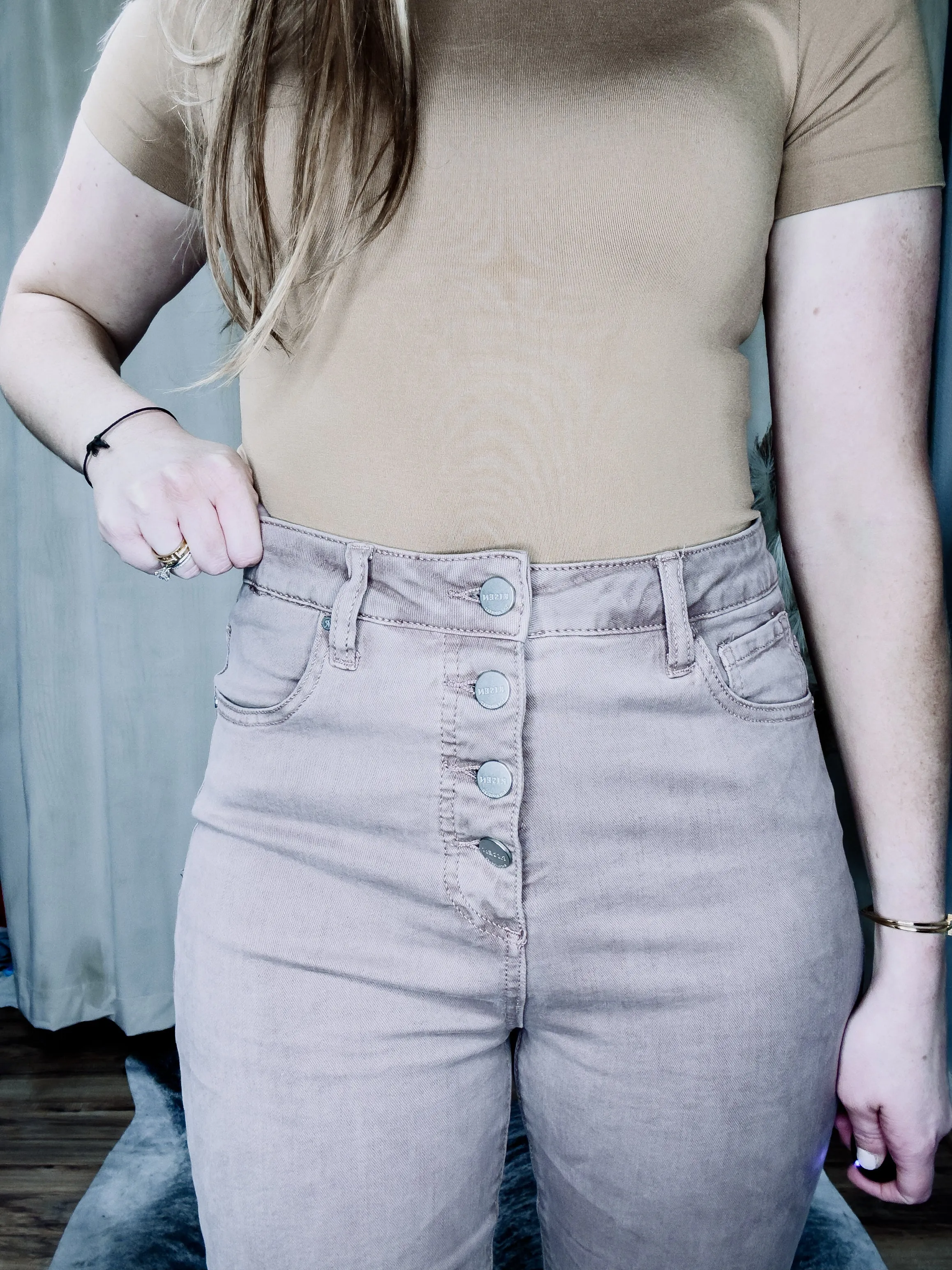Mauve Tummy Control Crop Jean