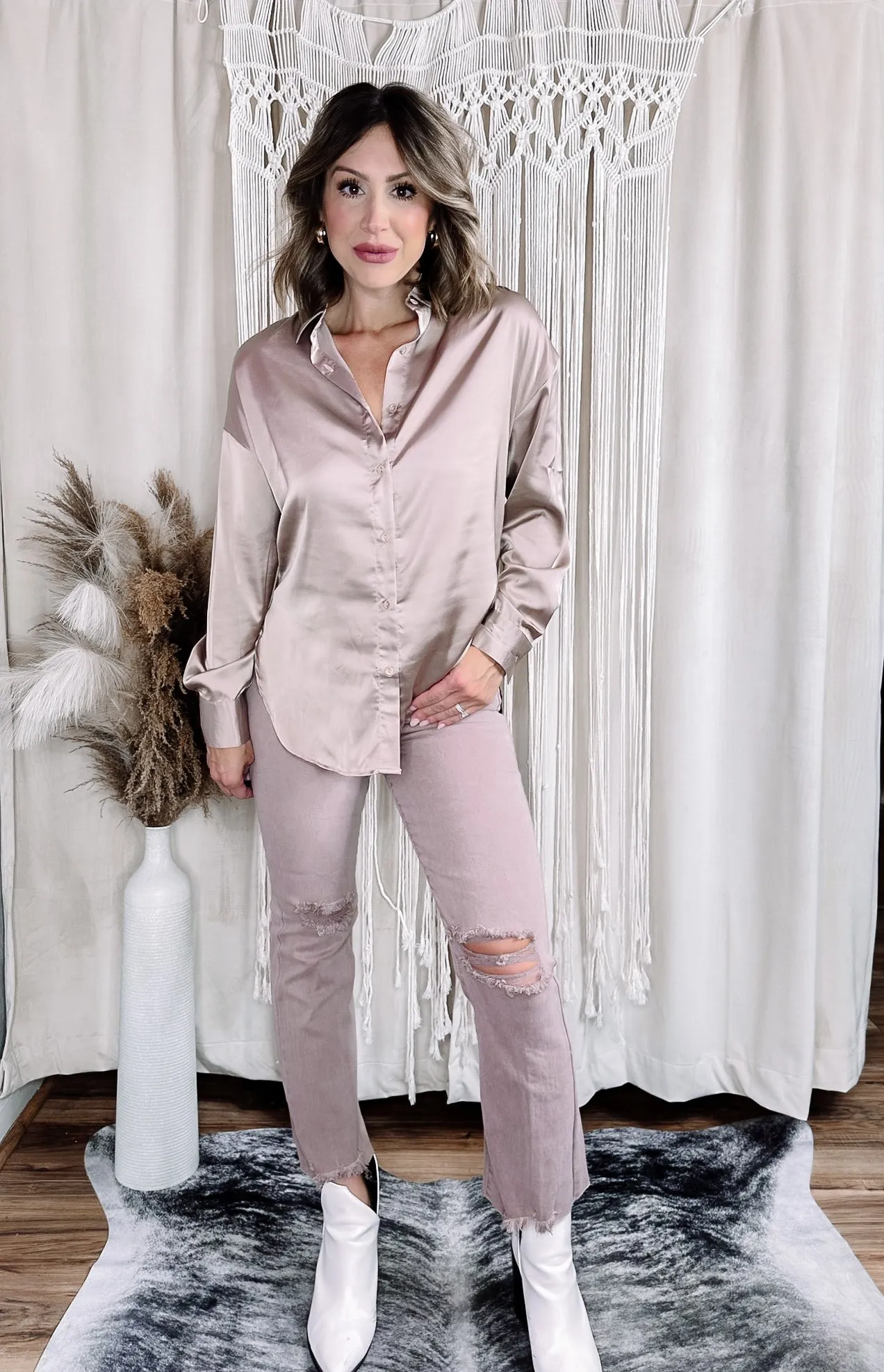 Mauve Tummy Control Crop Jean