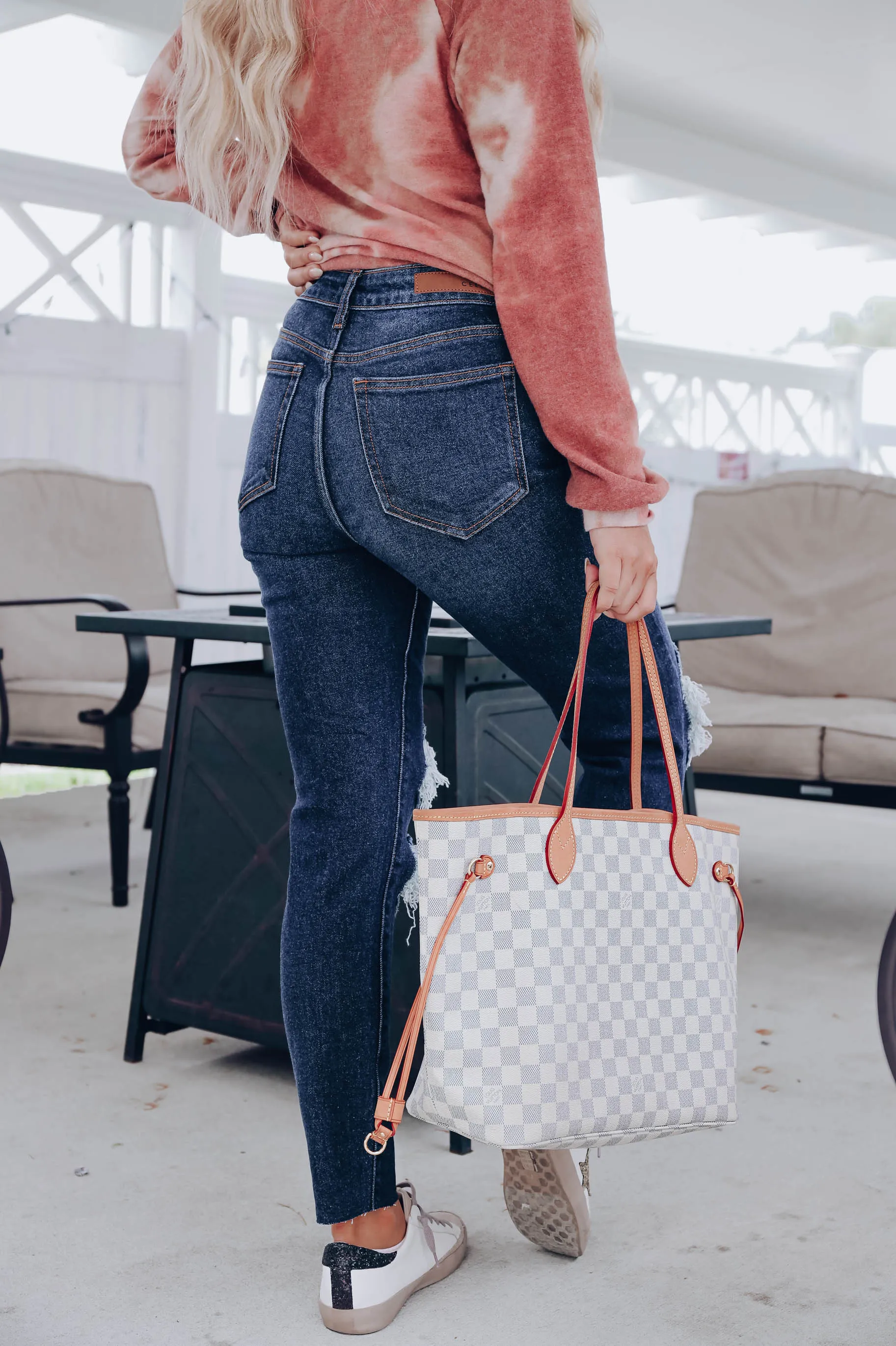 Megan Distressed Mom Jeans - Dark Wash