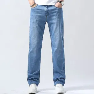 Men's Ice Silk Light Blue Loose Fit Jeans