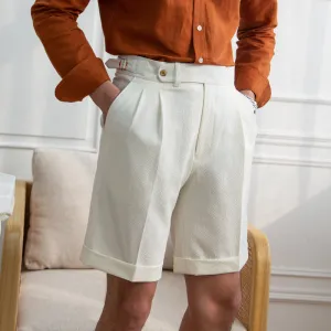 Men's Tailored Pleated High-Waisted Shorts with Cuffed Hem – Smart Casual Summer Fashion
