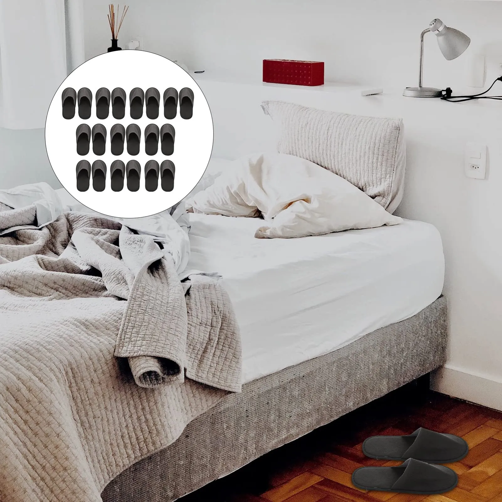 Milisten Shower Shoes 20Pcs Disposable Slippers Travel Slippers Cotton Closed Toe Slippers Washable Slippers Folding Spa Slippers For Guests Hotels Office (Light Grey) Disposable House Slippers