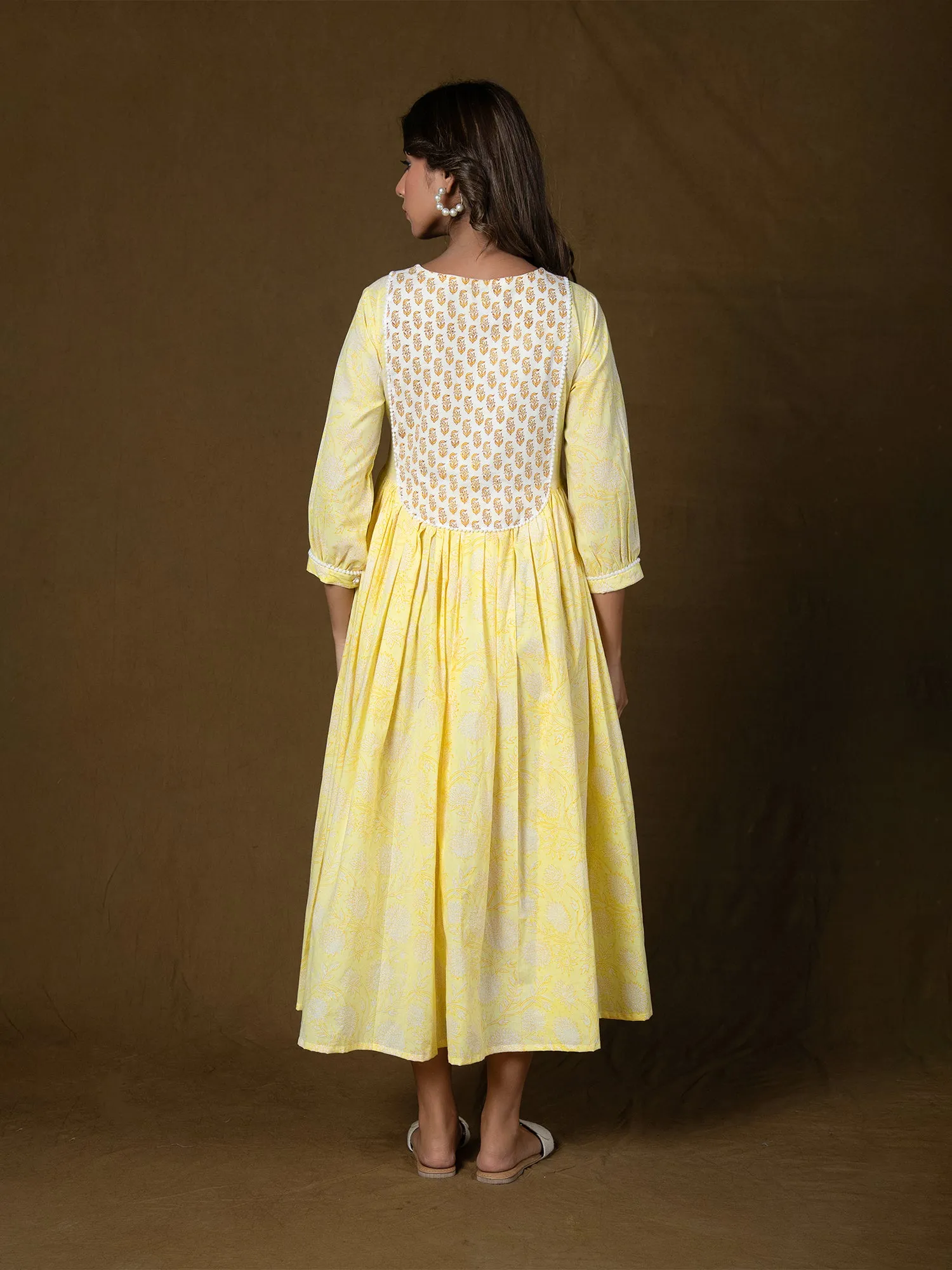 MULMUL RAGINI FLORAL BLOCK PRINTED DRESS