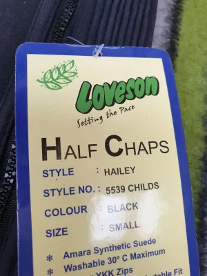 NEW loveson chaps, black childs small, suede